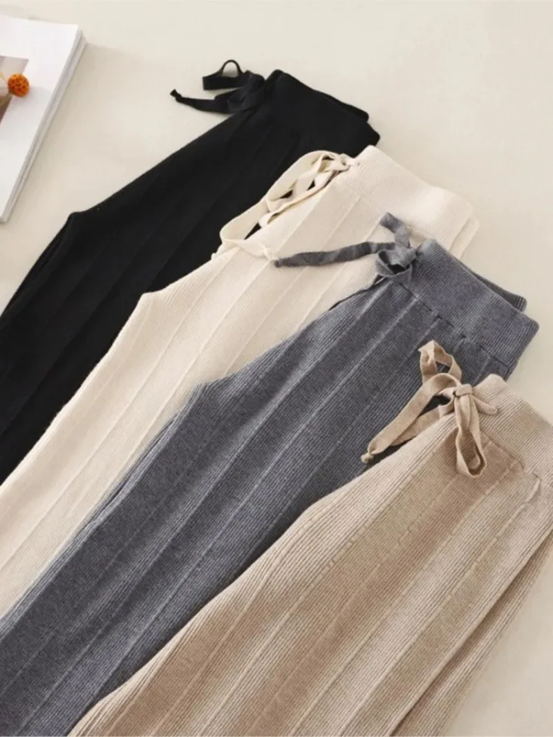 

Широкие брюки для женщин на осень и зиму, свободные висячие прямые повседневные длинные брюки с вертикальными полосками