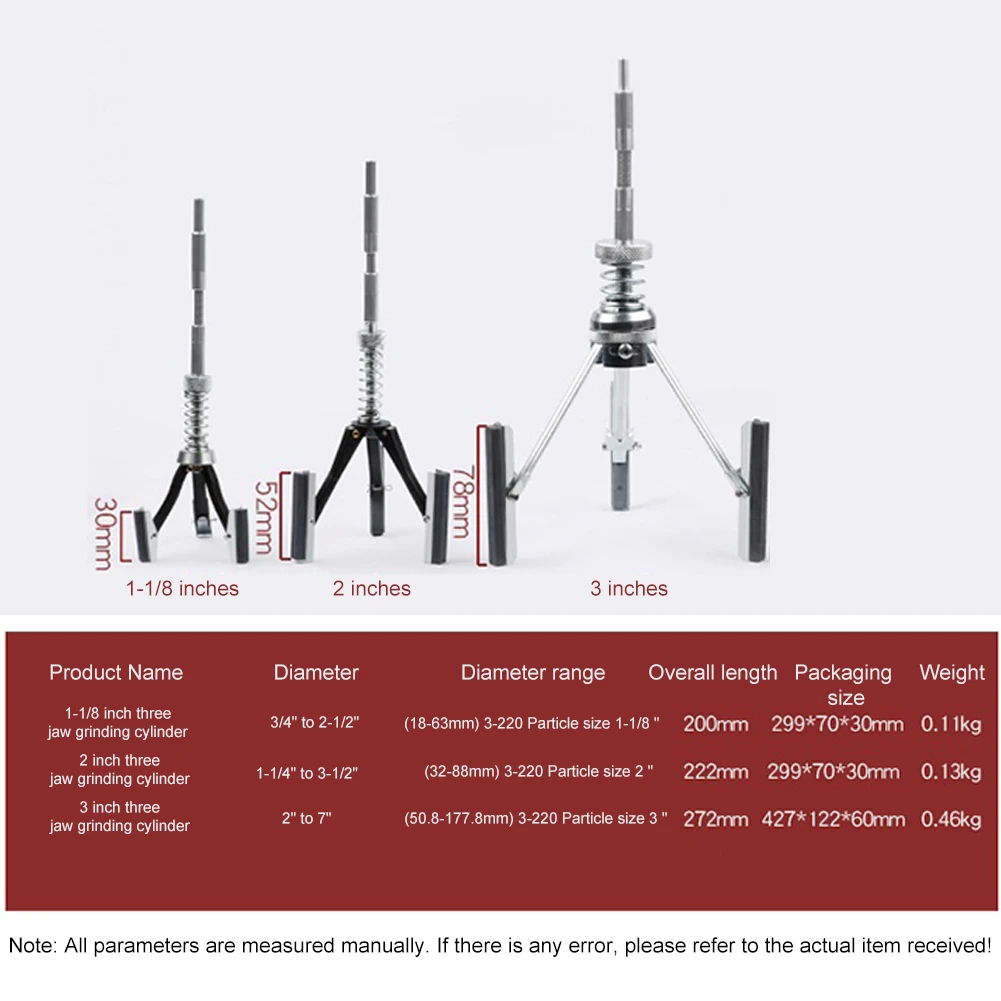 51-177mm Car Cylinder Sander Stainless Steel Three-jaw Cylinder Inner Grinder Brake Cylinder Sander Auto Engine Cylinder Tools