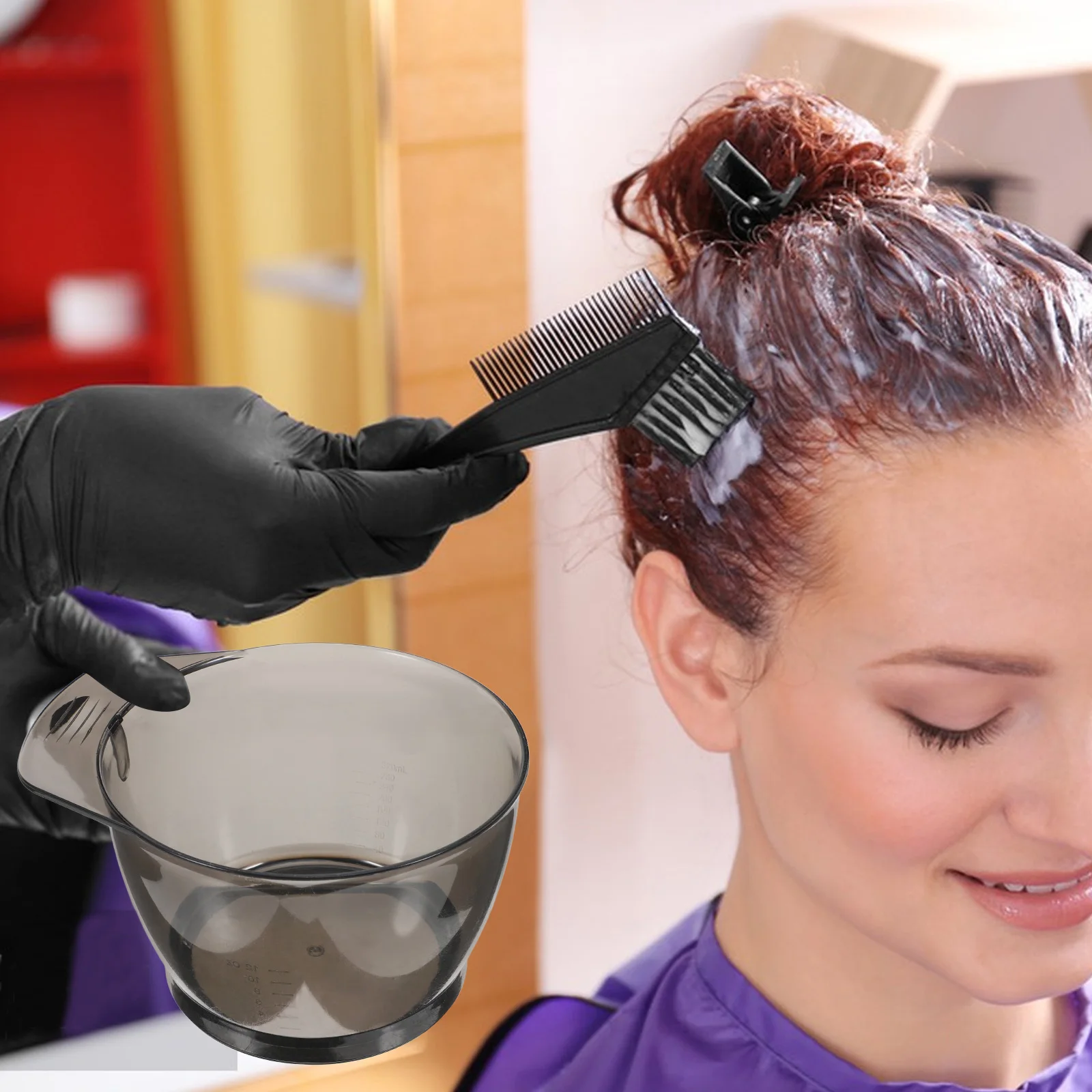 

1set Dye Mixer Set Automatic Stirring Bowl Silica Gel Tool for Salon Home Coloring Cream Mixed Fast Easy Clean