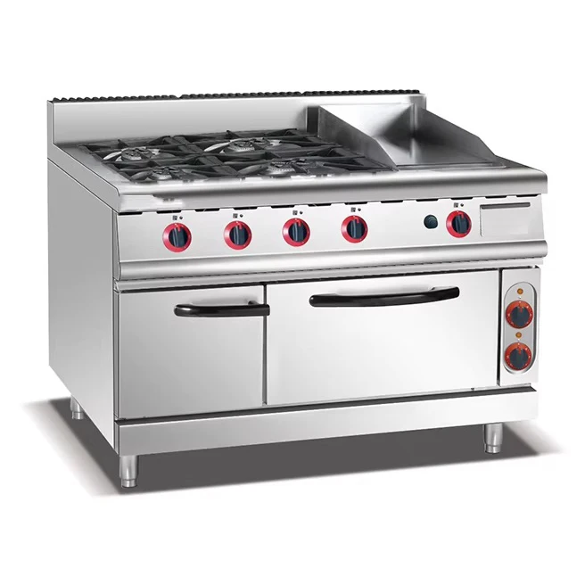 Electric/GAS Oven Luxury Vertical Design For Outdoor Restaurant Sales &Commercial Kitchen Equipment Durable 4-Burner Gas Range