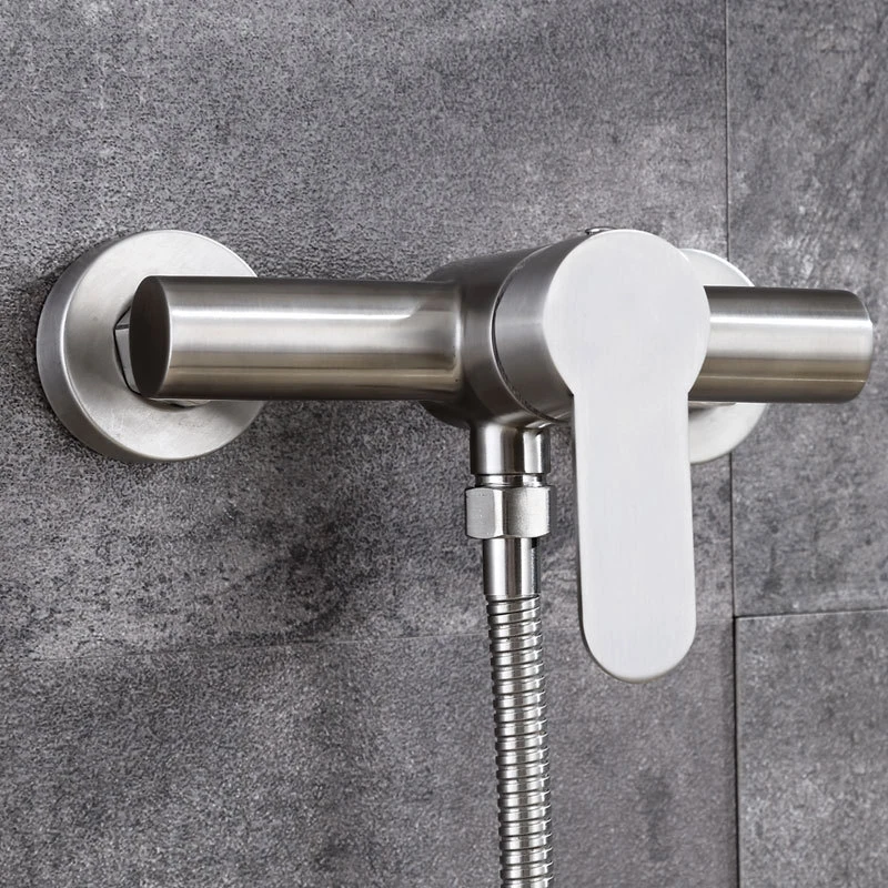 A Silver Stainless Steel Rain Shower Bath Faucet, Bathroom Bathroom Triple Hot and Cold Faucet