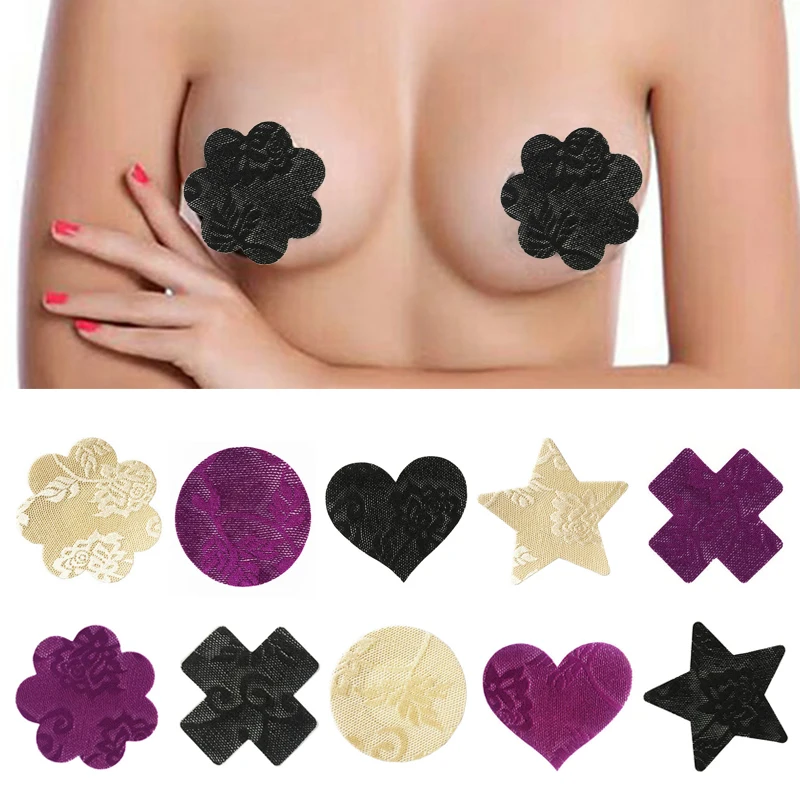 

1 Pair Lace Nipple Covers Heart Shape Invisible Boob Stickers Women Adhesive Disposable Nipple Stickers Intimates Accessories