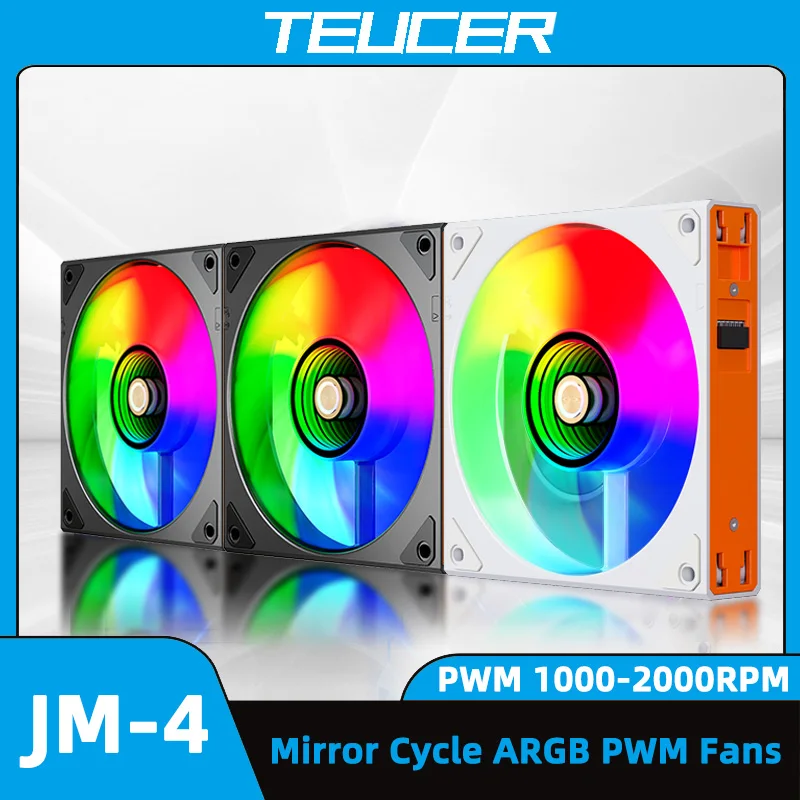 TEUCER JM4 PC Cooling Fan Kit ARGB Cyclic Mirror Light Effect Wireless Fan 12cm Fan For PC Case Cooling Stystem CPU Water Cooler