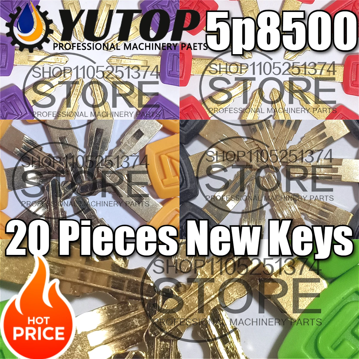 

20 штук новых ключей зажигания 5P8500 (желтые, красные, черные, зеленые) для экскаваторов Caterpillar серий CATE305.5 -320D2GC