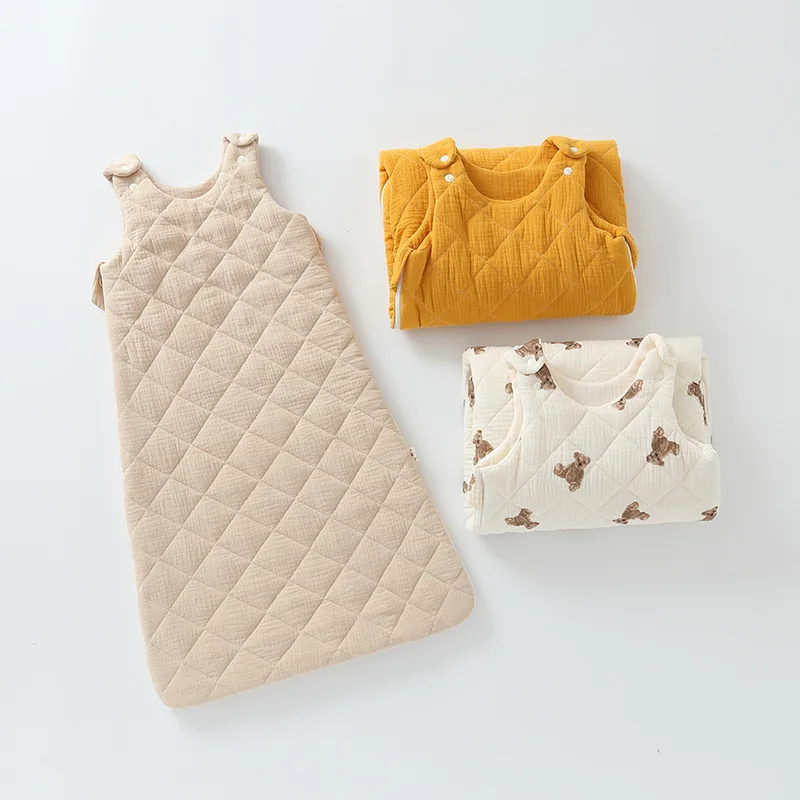 Cartoon Boys Girls Homewear Cotton Newborn Sleeping Bag Thickened Children's Pajamas Sleepwear New Vest-style Baby Sleeping Bag 