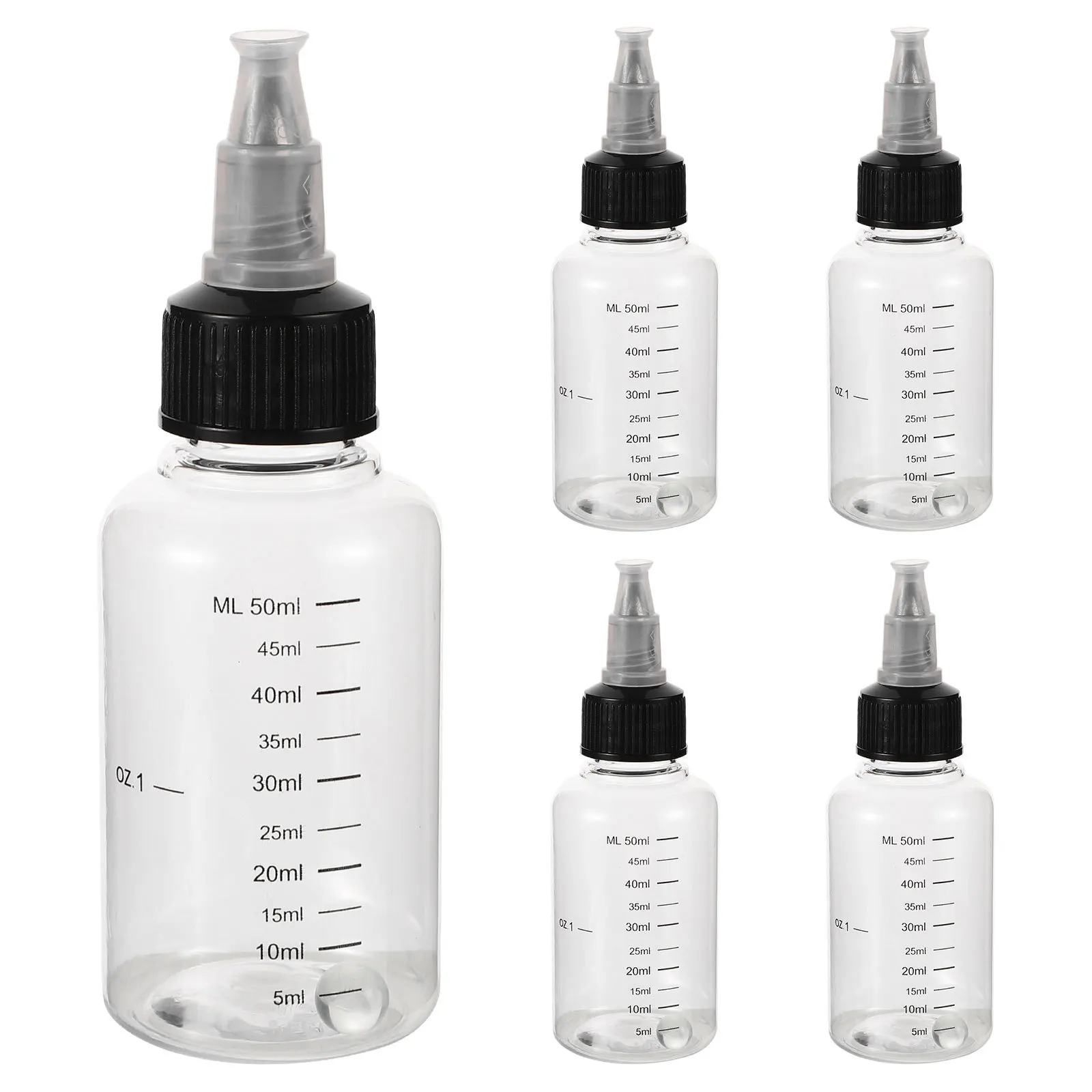 

5Pcs Paint Squeeze Bottles Transparent Plastic with Measurement Scale Nozzle Cap for Precise Pigment Dispensing Crafting Use