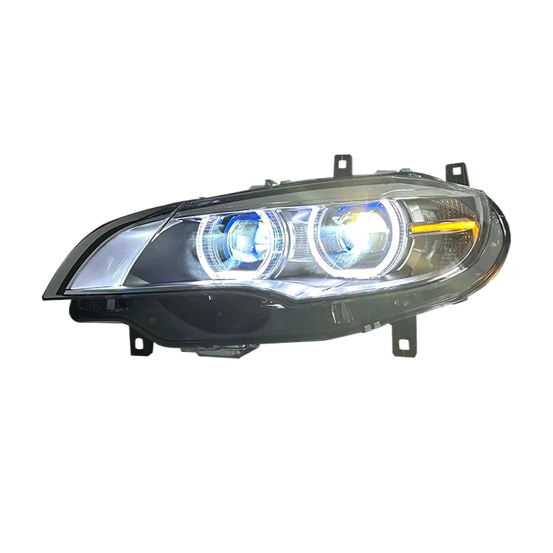 Für verbessertes PC-Material 20W 12V LED-Scheinwerfer-Set mit DRL Angel Eye Projektor für X6 E71 2008-2014