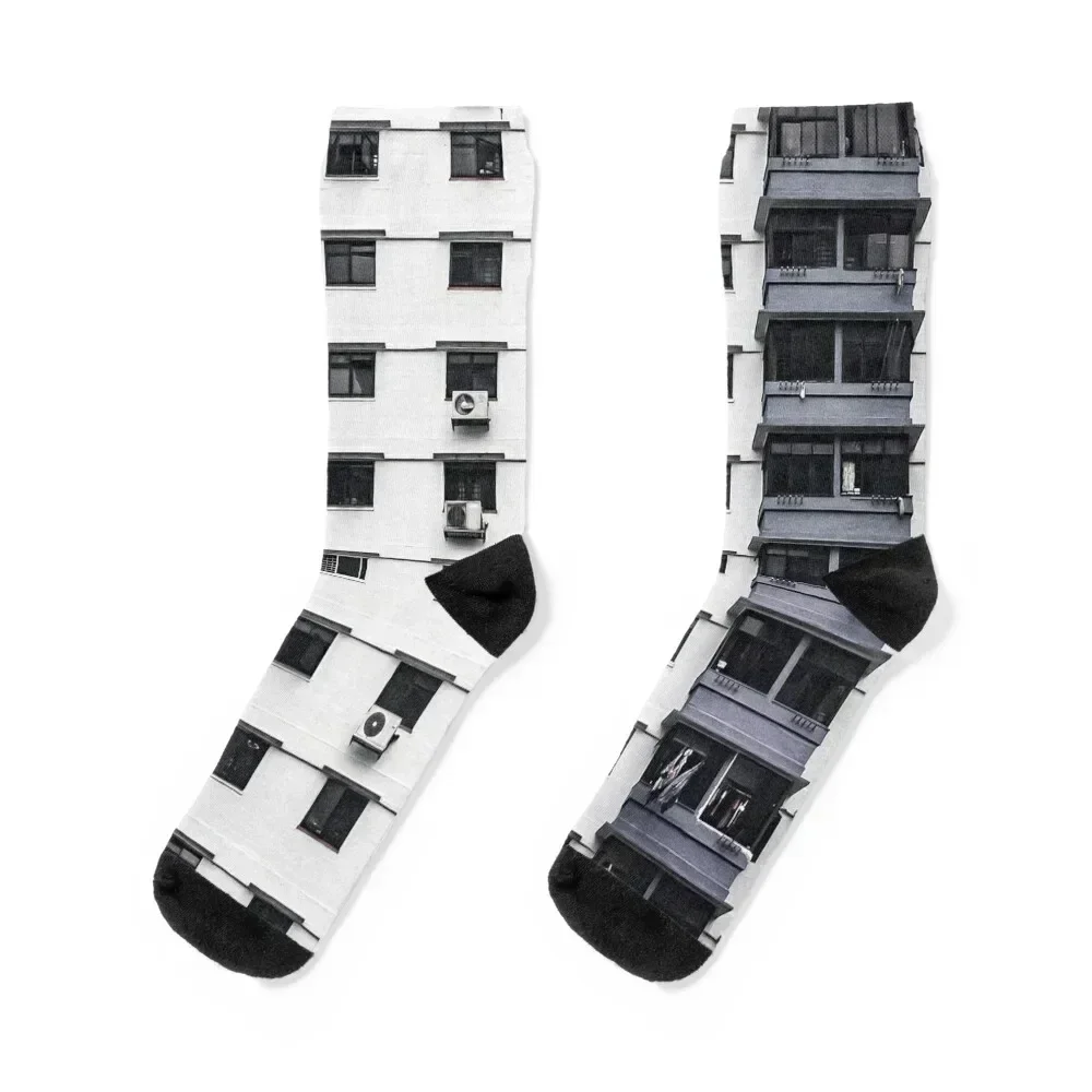 

City highrise building print apartments urban architecture Socks aesthetic Stockings compression Socks Man Women's