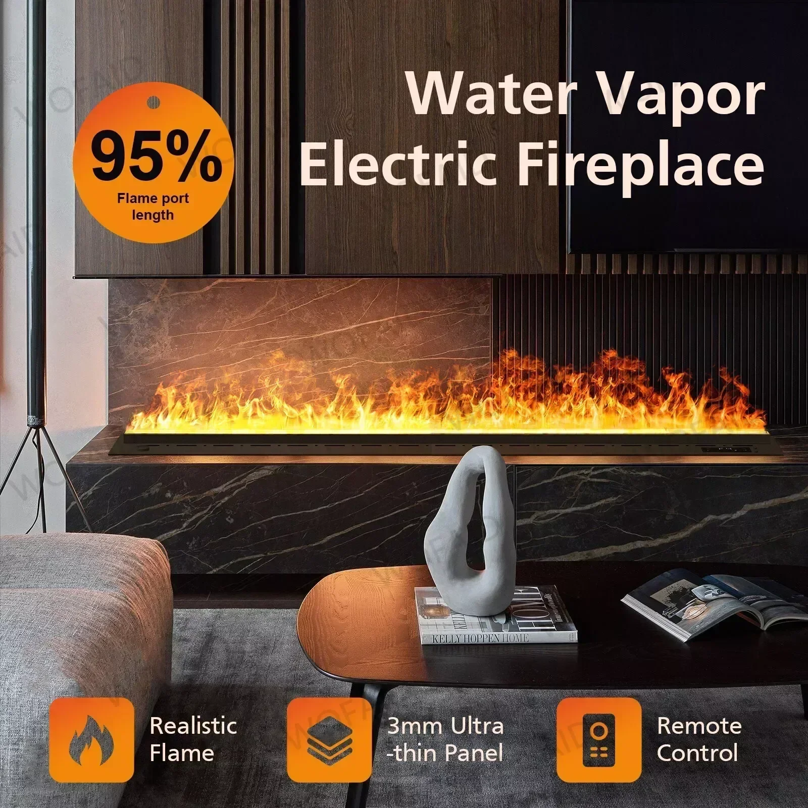 

Atomizing Water Humidifier Fireplace with APP Control Embedded Smart Electric Color Flame Indoor TV Water Steam Fireplace