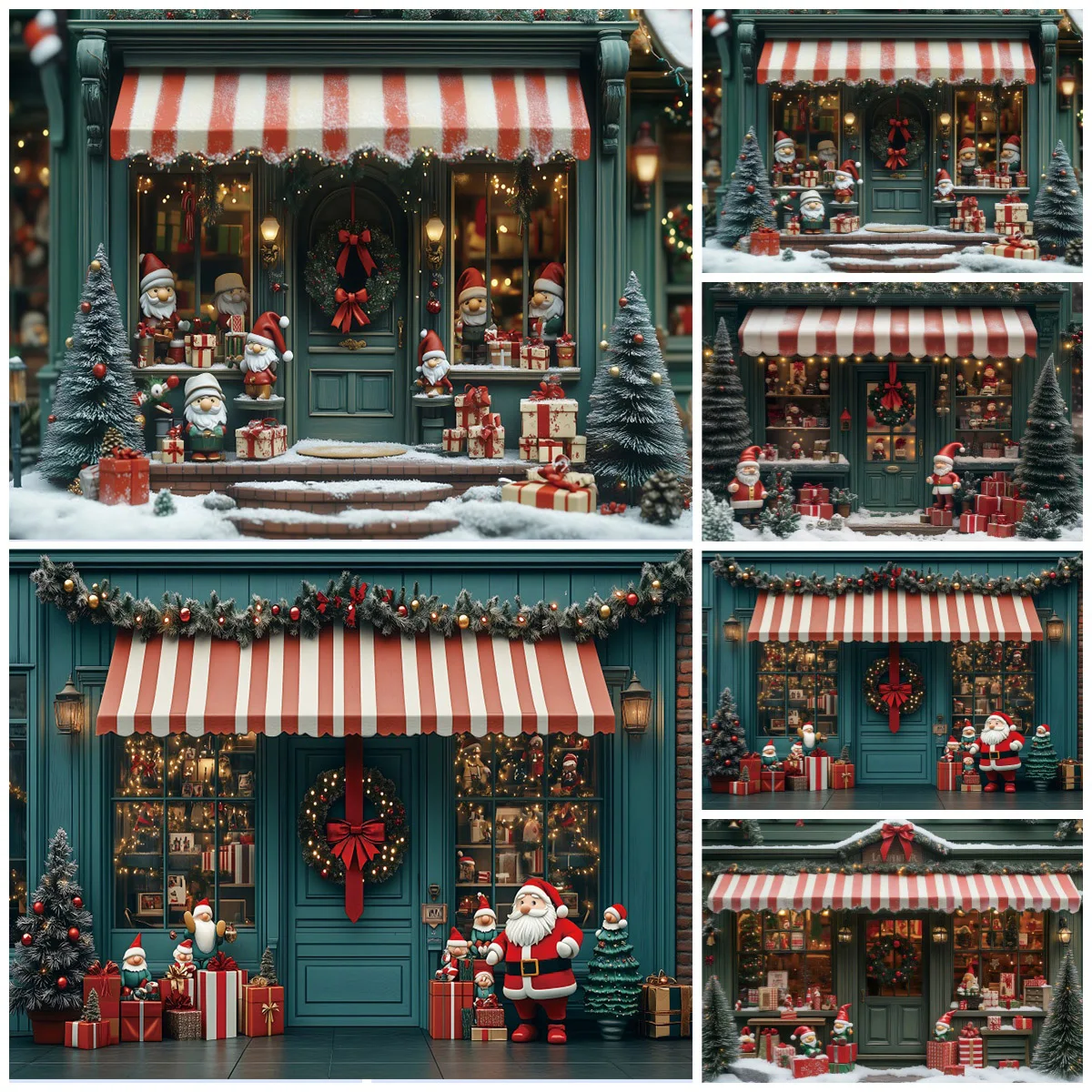 

Винтажный рождественский фон для фотосъемки: Дед Мороз, елка, подарки, украшения для детского дня рождения, фон для фото