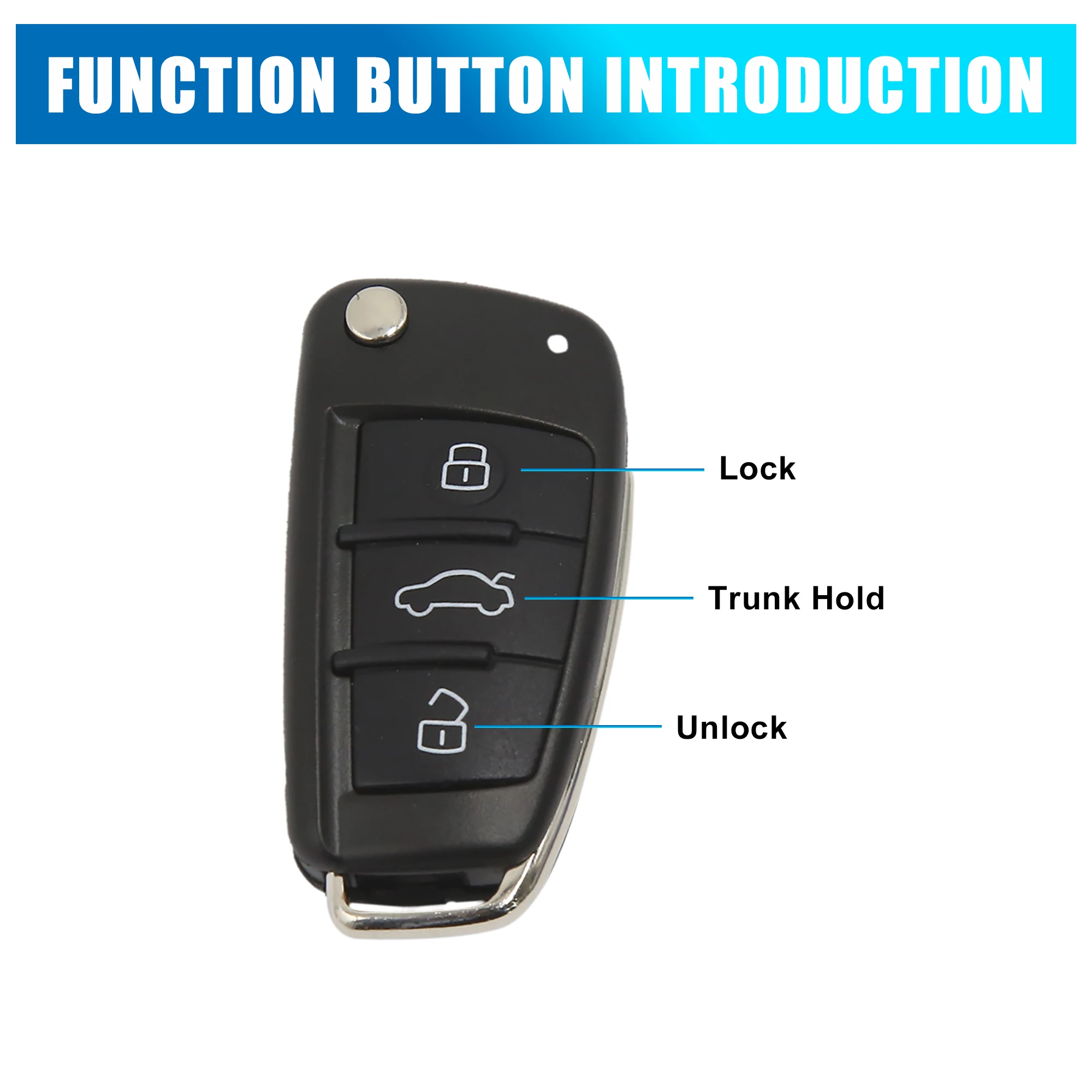 uxcell 3 Button Flip Remote Key Case Shell Replacement for Audi A3 A4 A6 A8 TT Q7 S6