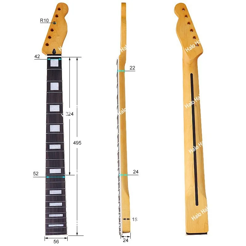 TL6 string 22 fret yellow matte with maple rose wood fretboard electric guitar neck, guitar DIY special accessories