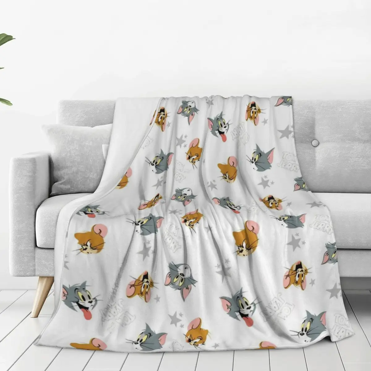 Super Soft Blankets Decorative HD Print Tom And Jerry Throw Blanket Flannel Bedspread For Couch Bed Fashion Sofa Bed Cover