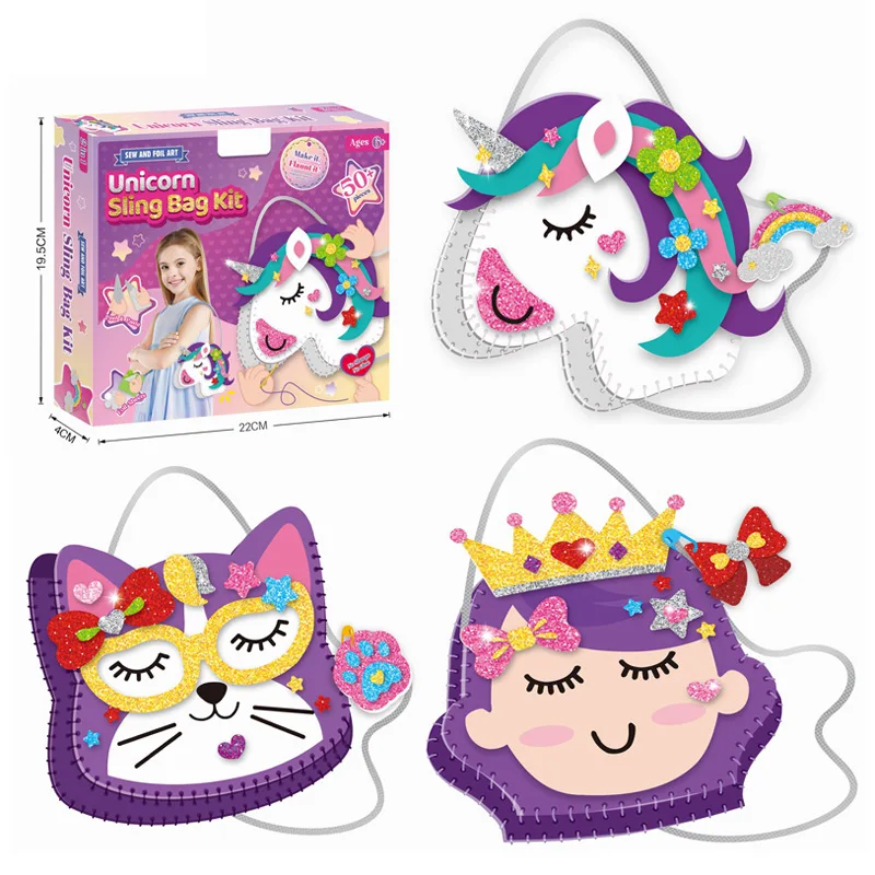 子供用DIY裁縫クラフトキット - 教育的で楽しいプリンセスユニコーンフェルトバッグ