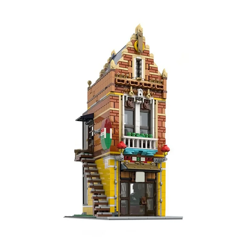 1496pcs MOC Pizzeria Gemodulared Model bouwstenen Architectuur Monteren speelgoed DIY creatief idee kerstcadeau Baksteen Verjaardag