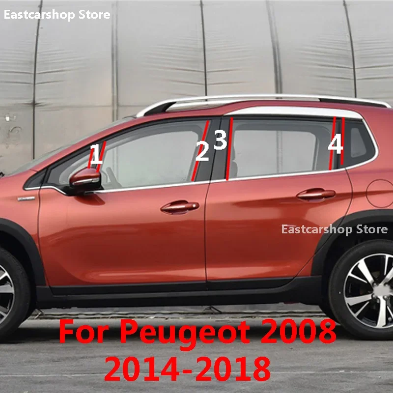 

For Peugeot 2008 Car B C Pillar Middle Central Column PC Window Decoration Strip Sticker Accessories 2019 2018 2017 2013-2016