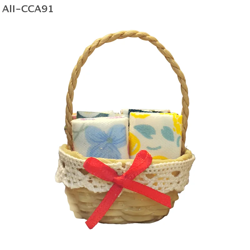 

CCA91-1Pc 1/12 Dollhouse Miniature Woven Fabric Basket Toy for Children's Dollhouse Sewing Scene Decoration Accessories