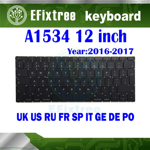 Laptop Keyboard US UK FR SP RU IT For Macbook 12inch A1534 Keycap Keyboard Replace and Repair EMC Year 2016-2017