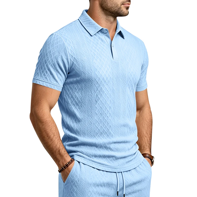 1-Piece Summer Men's Light Luxury Simple Stylish Textured Loose Casual Polo Shirt with a Turn-Down Collar and Short Sleeves
