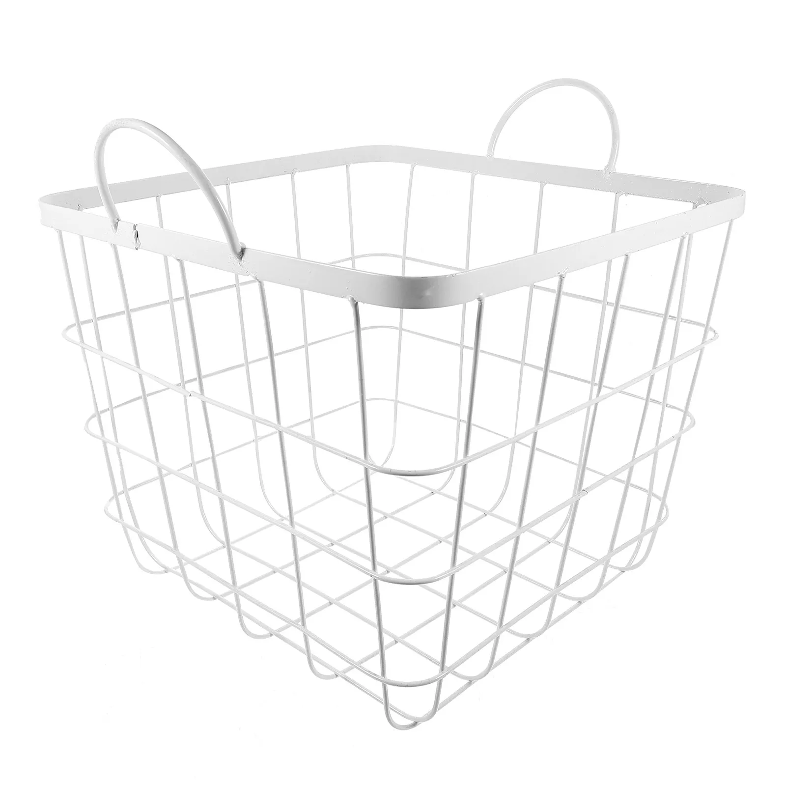 

Metal Storage Basket Iron Wire Organizer Rustic Farmhouse Home Decor for Pantry Office Bedroom Clothes