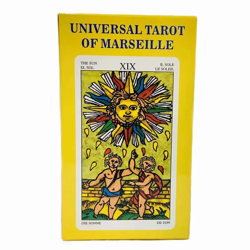 

Universal Tarot of Marseille Tarot Deck 78 Cards English Version Fate Divination Tarot Cards with Guidance Manual Board Games