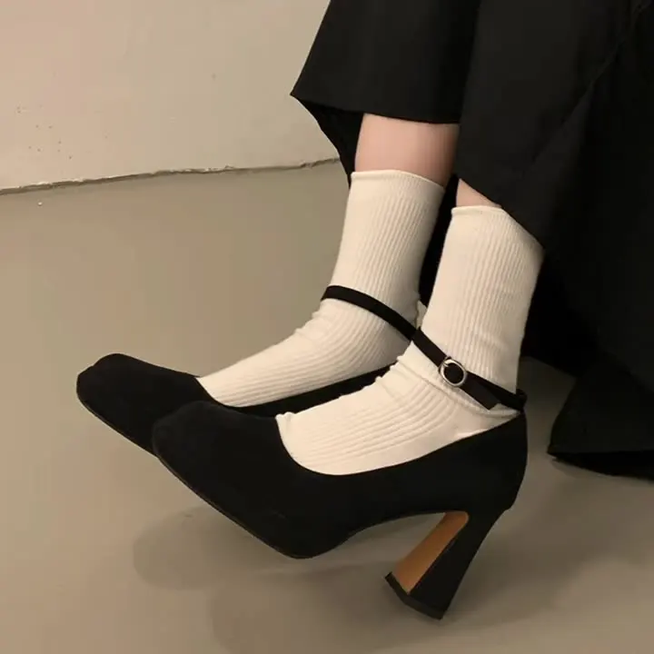 Женская обувь в африканском стиле, бежевые туфли на высоком каблуке с круглым носком, 2025 г., пикантные туфли-лодочки, массивные сандалии бордового цвета с ремешками 12 см, весеннее новое платье через плечо в стиле ретро