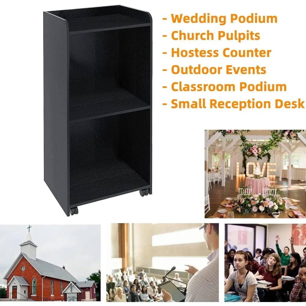 حامل منصة محمول قابل للتعديل مع عجلات، مكتب استقبال للمضيفة، منبر الكنيسة، واستخدام الحدث #4