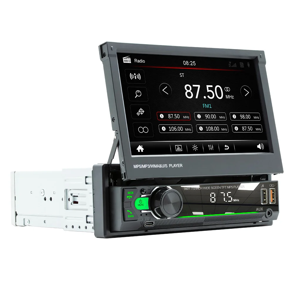 

Retractable screen car MP5/MP4/MP3 player smart bluetooth car central control FM radio