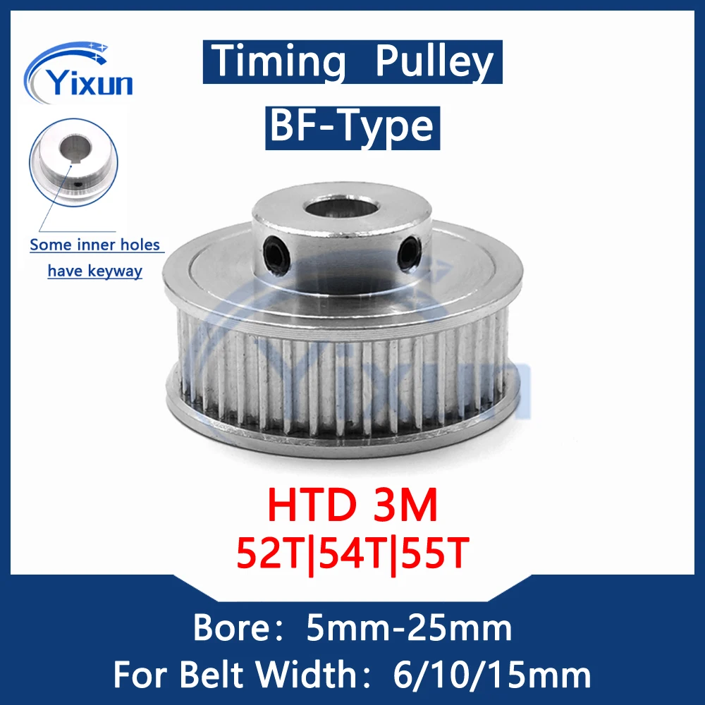 

HTD 3M 52T 54T 55 Teeth Timing Pulley Bore 5mm-25mm For Belt Width 6/10/15mm HTD3M Synchronous Belt Gear 3M 55Teeth Keyway Wheel