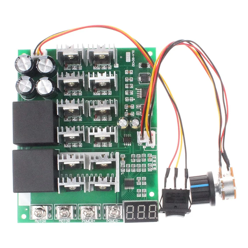 Controlador de velocidad del Motor DC10V-55V, convertidor de marcha atrás hacia adelante, 100a máx. con interruptor de perilla, equipo eléctrico, 1 piezas, 12V, 36V, 48V, 60a