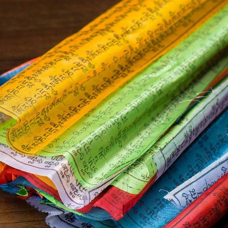 Guru Rinpoche Prayer Flags 6M 20Pcs Buddhist Supplies Satin Five Color Wind Horse Flags
