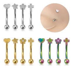 1pc Star Heart Eyebrow Piercing Curved Barbell Banana Ring Snug Daith Helix Belly Labret Stud Earrings Cartilage Tragus Jewelry