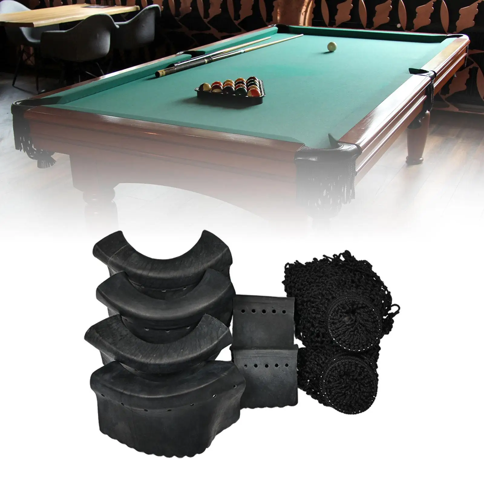 

Billiard Table Pockets Kit Multifunctional Holders Mesh Accessory for Snooker Club Sports Training and Pool Room
