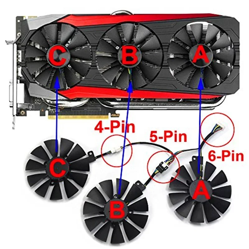 New 87mm Computer Graphics Card Cooler Fans Cooling fan For ASUS Strix GTX 1060 1070 1080 GTX10 80Ti RX 480 580 R9 390 T129215SU