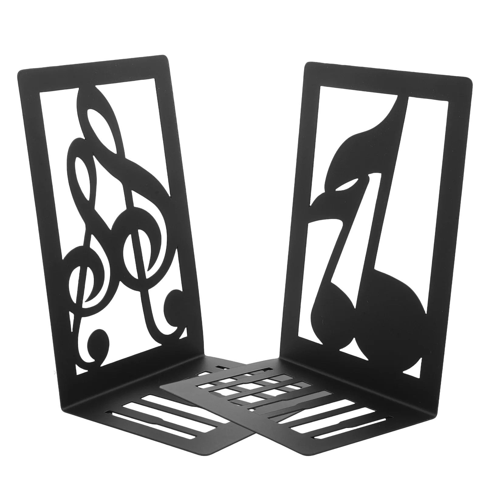 

2 Pcs Organizer Metal Iron Musical Note Bookends Office Bookshelf Holder Stand Notes Multi-function Study