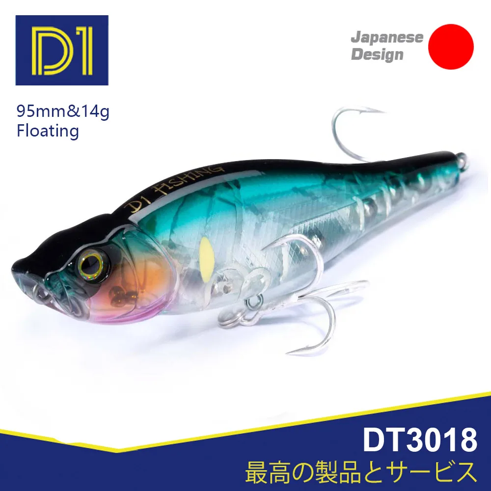 D1 Fishing Spitting Wire 95F 14G Poppers Pencil Hard Baits Bass Fishing Topwater Surface Lure Rattle Sounds 2021 Pesca Tackle