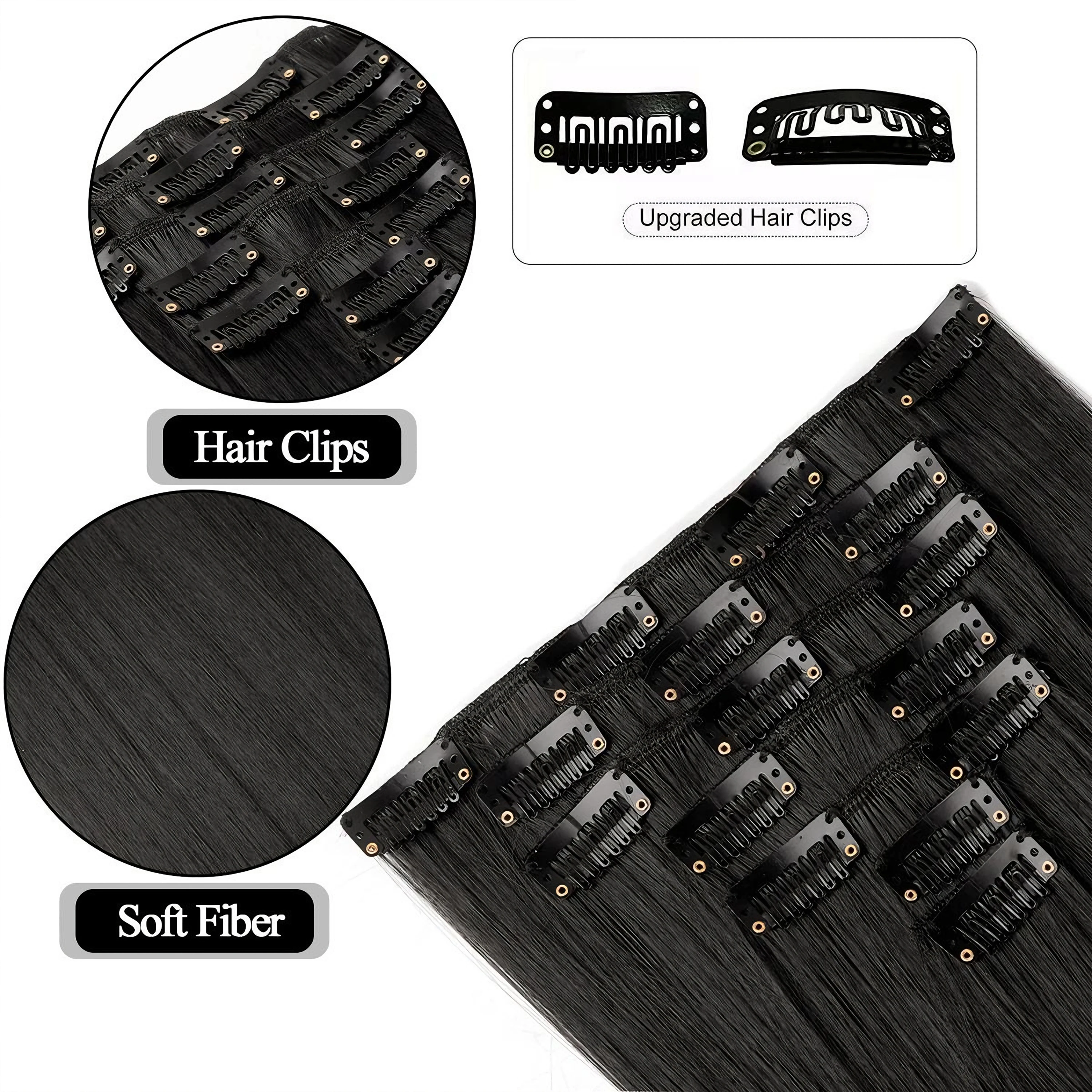 Synthetic 22Inches 16 Clips in Hair Extensions Long Straight Hairstyle Loose Wavy Hairpieces Heat Resistant False Hair Daily Use