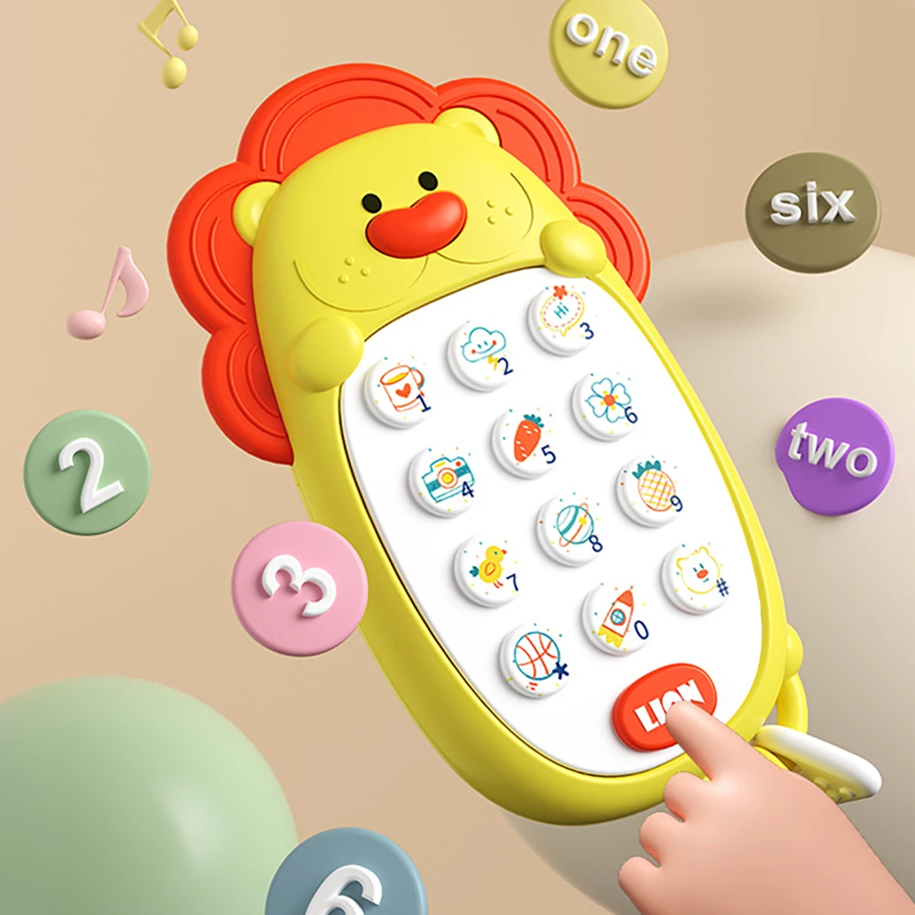 Children's Lion Toys Mobile Phones Baby Chewable Puzzle Multifunctional Music Phone Boys and Girls Without Battery