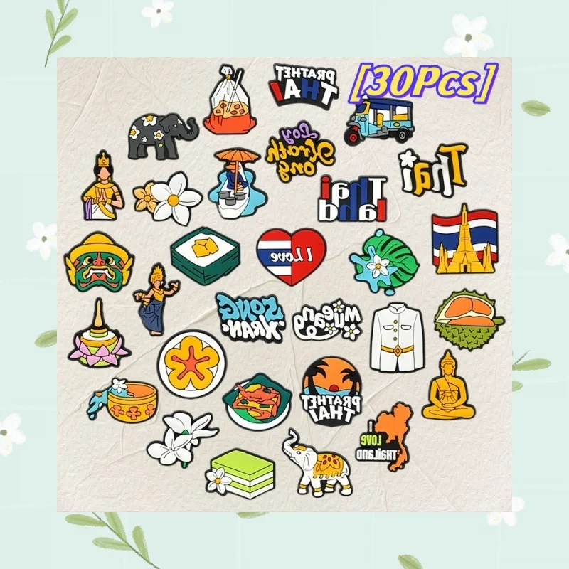 

Love Thai Style Shoe Ornaments, Durian Elephant Boat, Thai Travel Shoes, Funny Pins, Shoe Ornaments, Accessories