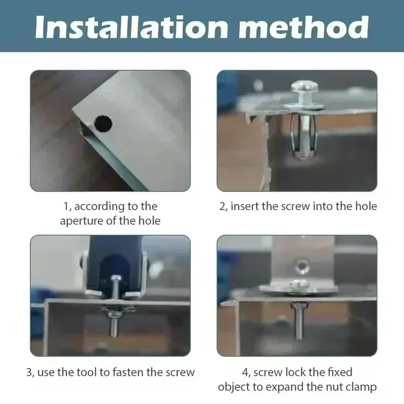 80-4PCS Petal Shape Rivet Nut Screw Bolt Kit Expansion Metal Rivetnut Panel License Plate Clamp Lock Jack Nuts Wall Fasteners