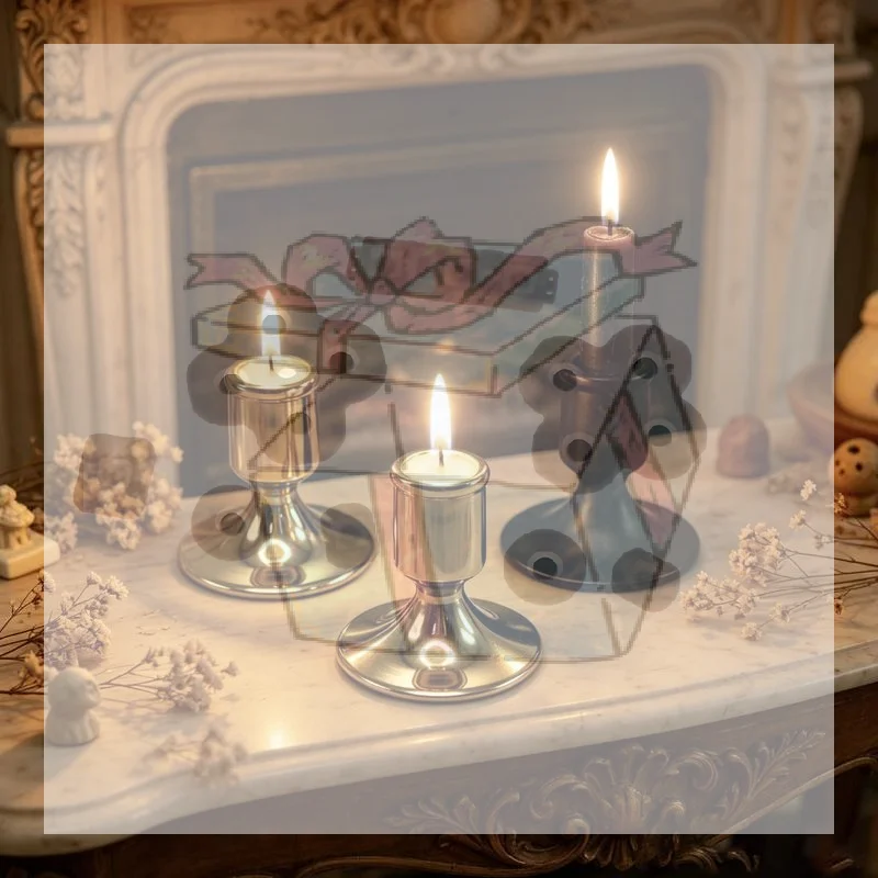 【CC】1PC Vintage Metal Chamberstick Candle Holder Teacup Shape Ridged For Home Decor Wedding Table