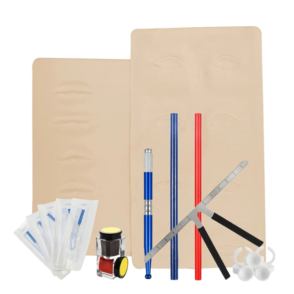 

Microblading Pen Kit Round Head Pen Pigment Rings Cup 3D Mouth Eyes Practice Skin Eyebrow Blades Three-point Eyebrow Positioning