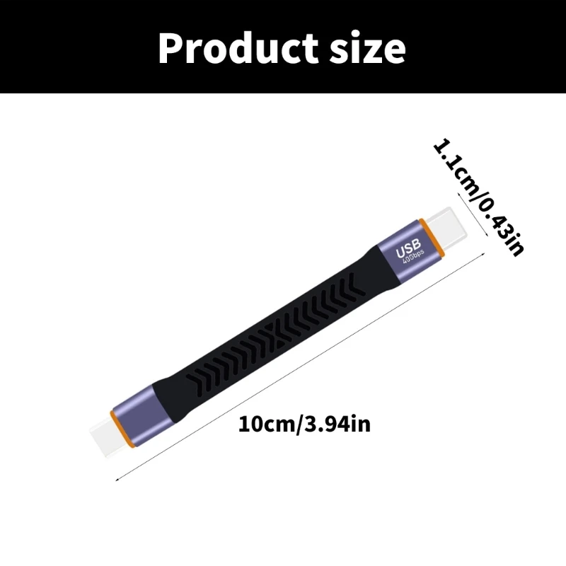 USB C To USB C Cable, 40Gbps Fast Speed Data, 100W PD Fast Charging, FPC Flat Line 4K60hz Video Support 10CM Short