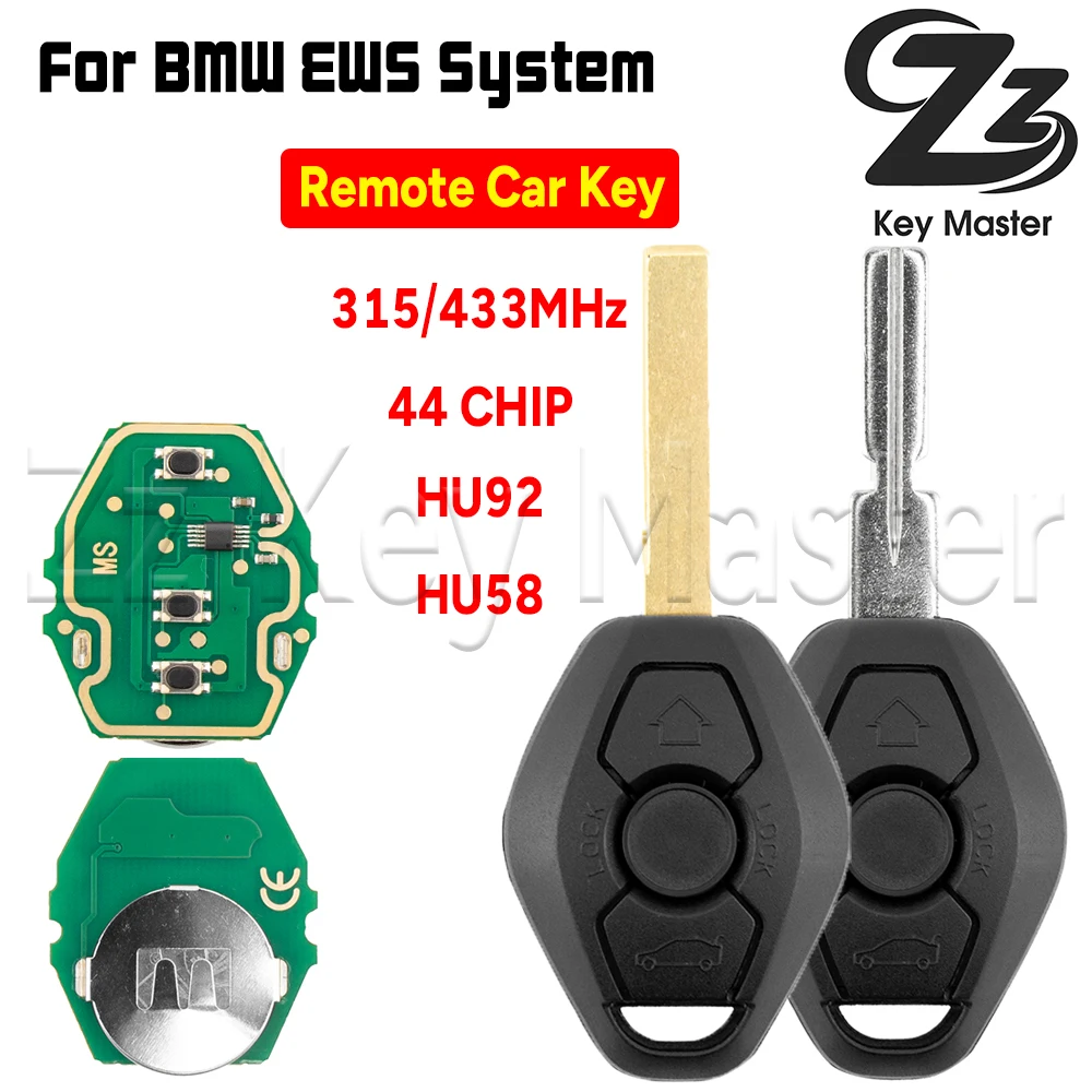 

Zz Key Master Car Remote Key BMW EWS System 315/433MHz 44 CHIP for BMW E38 E39 E46 X3 X5 Z3 Z4 1/3/5/7 Series Remote Control Key