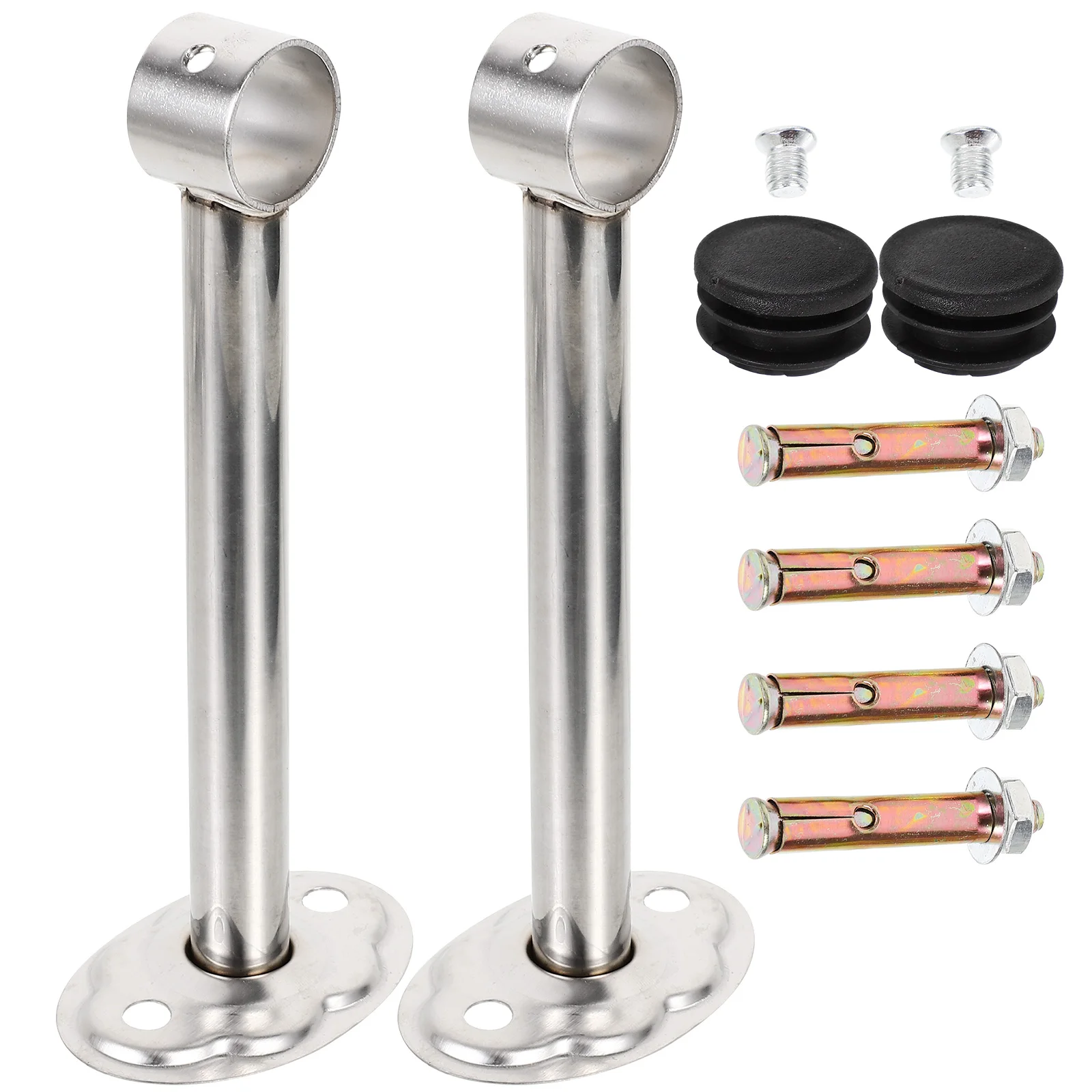 

Stainless Steel Wall Mount Clothes Rust Resistant Bathroom Accessory Shower Curtain Rod Support Closet Bracket Socket