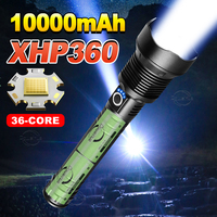 10000mAh Powerful XHP360 USB Recharge Flashlight 18650 26650 LED Flashlight Zoom Torch IPX65 Tactical Lantern Camping Hand Lamps