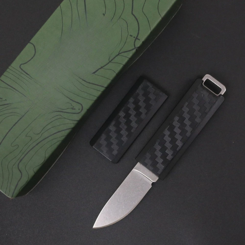 Top Quality 2425 Fixed Blade Pocket Knife Black Sheath 8Cr13Mov Blade Portable Keychain Jungle Utility Cutting Tool