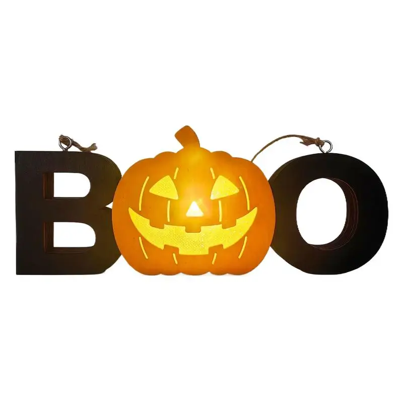 Light up boo sign Pumpkin Light up Letters Party Decoration Halloween Lights Decorations for Kitchen Fireplace Party Indoor