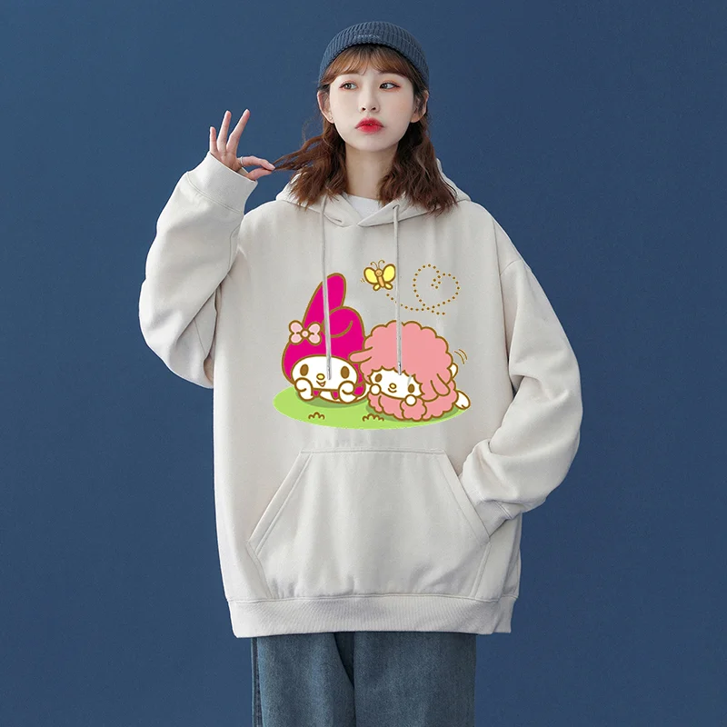 Sanrio My sweet piano Men's and Women's Hoodie Casual Street Clothing Long sleeved Sweatshirt Boys and Girls Autumn Top Coat