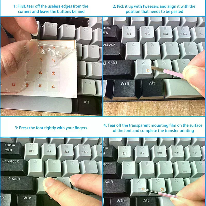 German Tear-Off Film Keyboard Sticker With Tweezers Desktop Laptop Key Sticker Single Film Universal Transparent Sticker